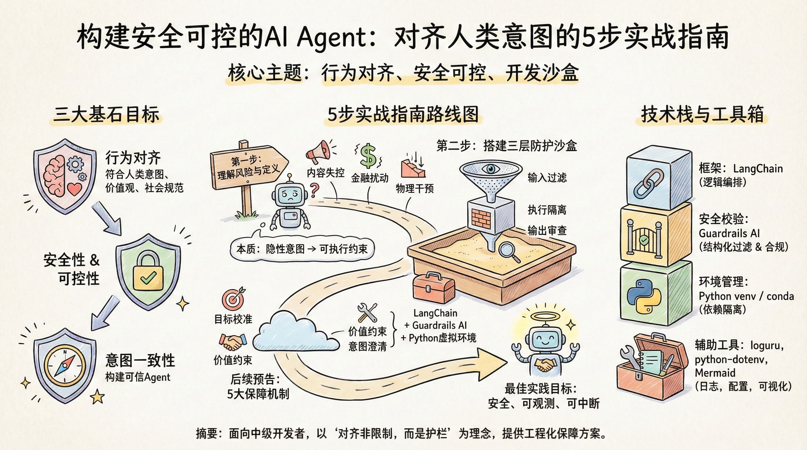 构建安全可控的AI Agent：对齐人类意图的5步实战指南 - 架构图